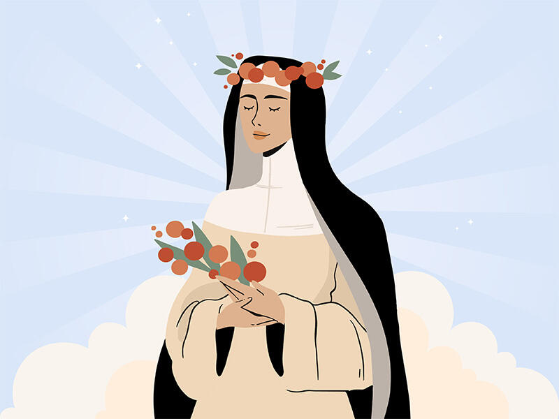 Grafica in stile cartoon suora in vocazione